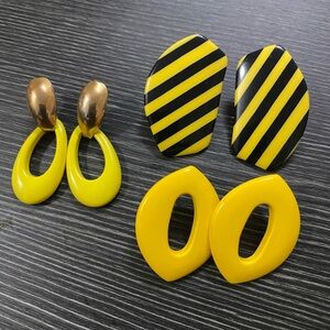 Yellow and Black vintage  Earrings Set